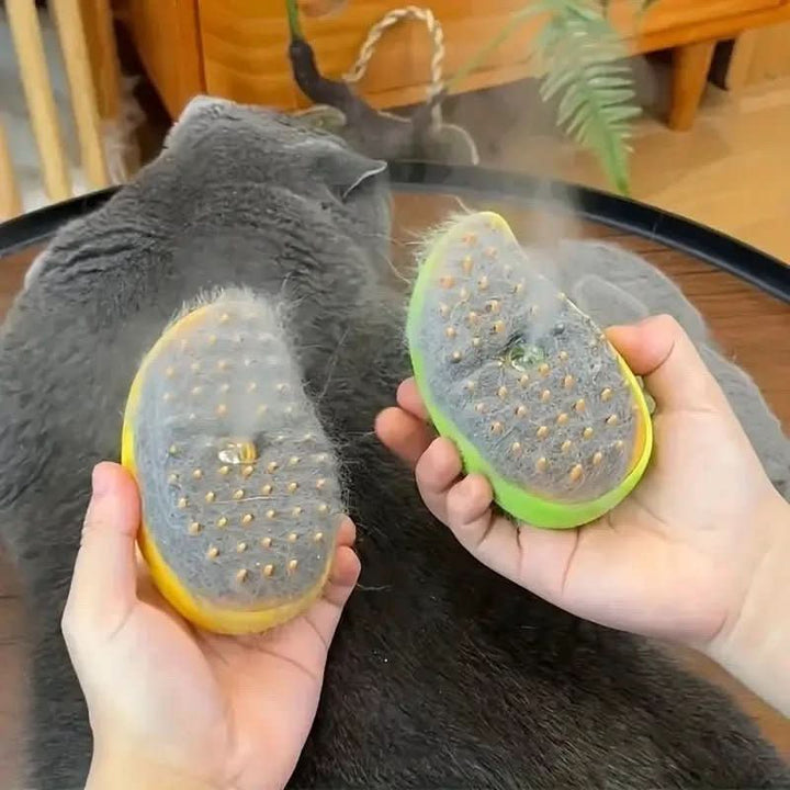 Achieve a pristine pet coat with this gentle steam grooming brush for effective deshedding & animal care.