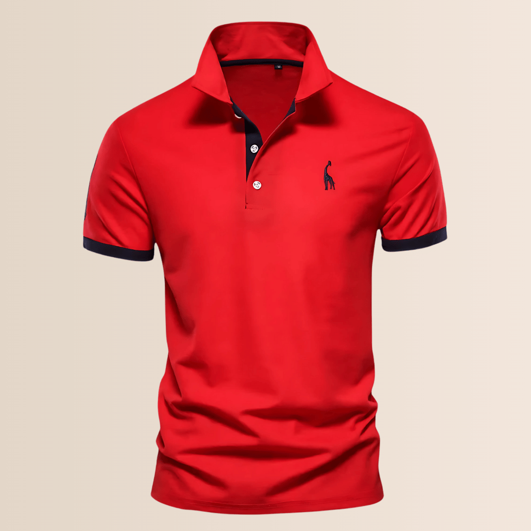 Versatile men's relaxed fit stand collar polo, short sleeve design for everyday comfort & spring fashion.