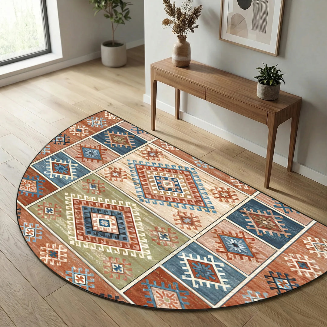 Elegant Flowique round mat for home. Intricate wave design adds a stylish touch to any space.