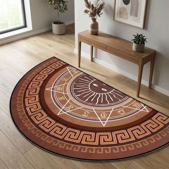 Flowique round decorative rug, wave design. Ideal for entryway, adding a touch of elegance.