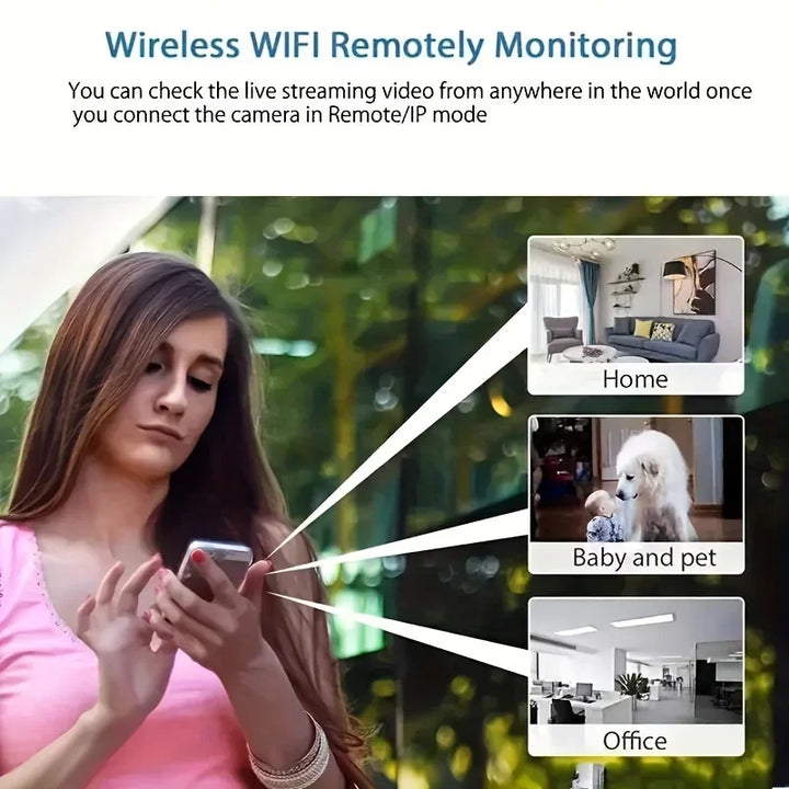 HD indoor WiFi security camera with clear night vision & two-way audio for reliable video monitoring.