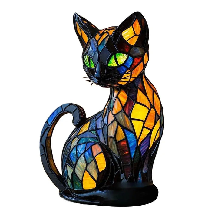 Eye-catching decorative 3D cat LED animal lamp, featuring a colorful glow and unique stained glass style.