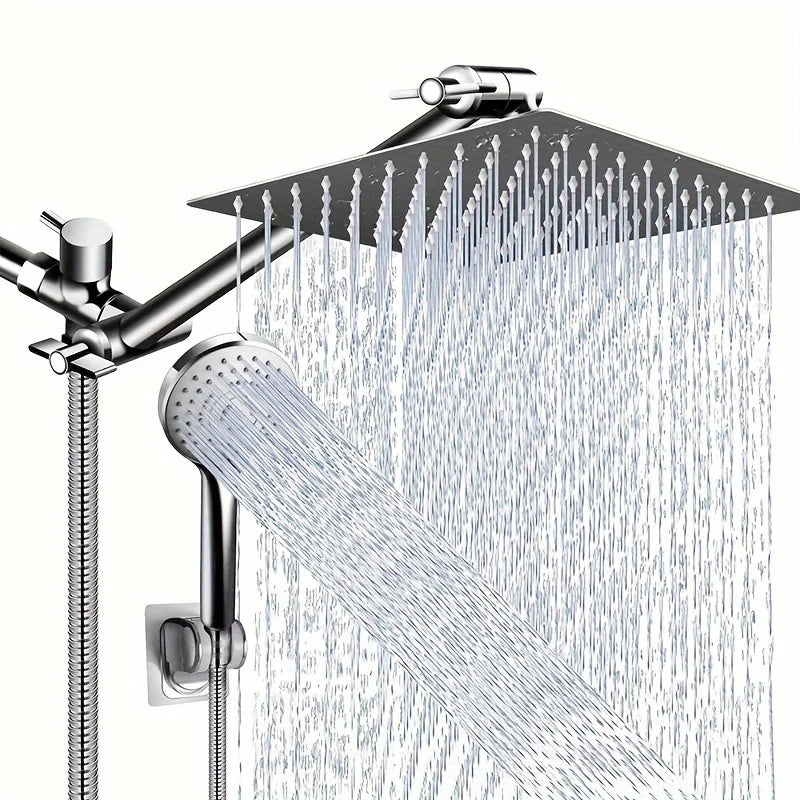 Sleek chrome concealed bathroom shower system, 10-inch. Modern wall-mounted design for home renovation.