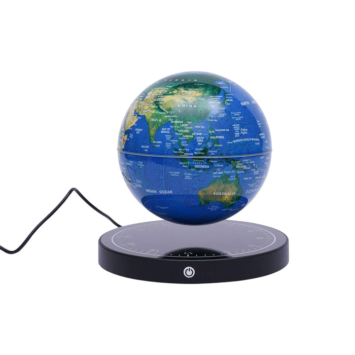 Magnetic floating globe with vibrant RGB lights, a modern desk accessory & unique gift for office or home.