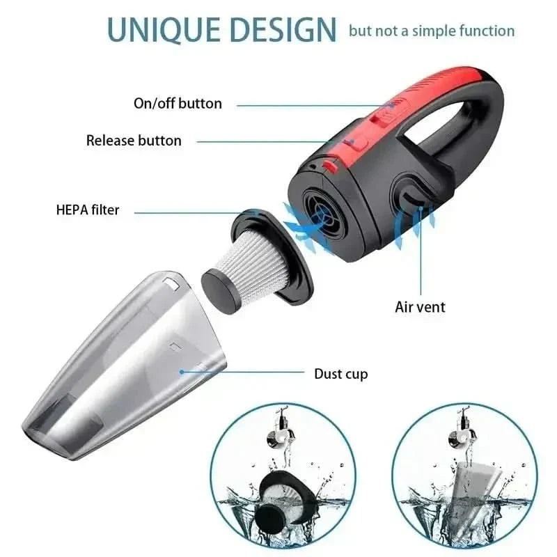 Efficient portable handheld vacuum for quick clean-ups in home & car. Cordless design with powerful suction for daily messes.