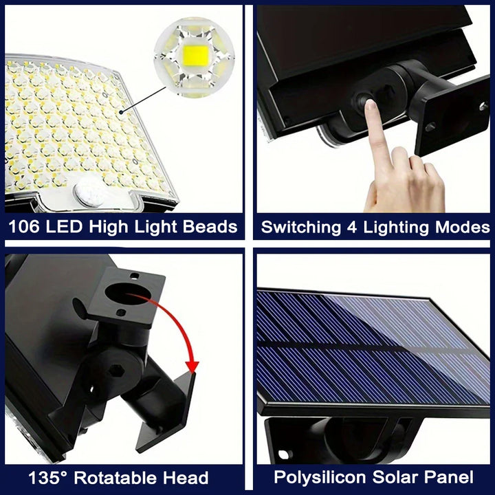 Weather-resistant solar motion sensor outdoor security light with bright LEDs for enhanced home safety.