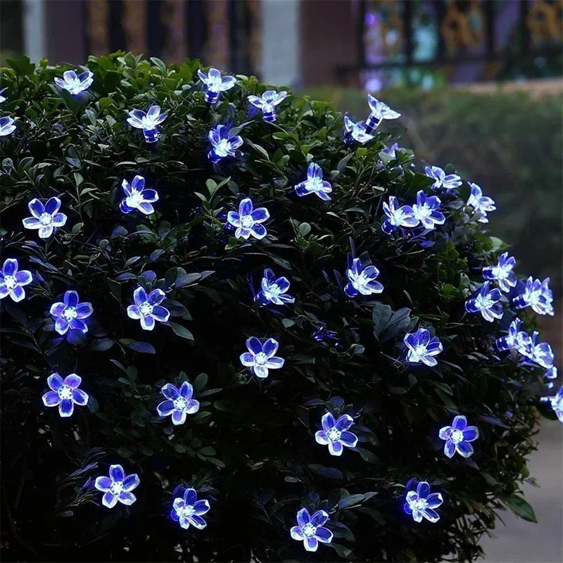 16.4 ft outdoor solar blossom string lights, perfect for enchanting garden & patio decor.