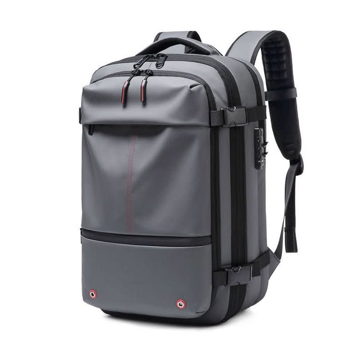 Expandable laptop backpack with vacuum compression, perfect for space-saving smart travel & daily use.