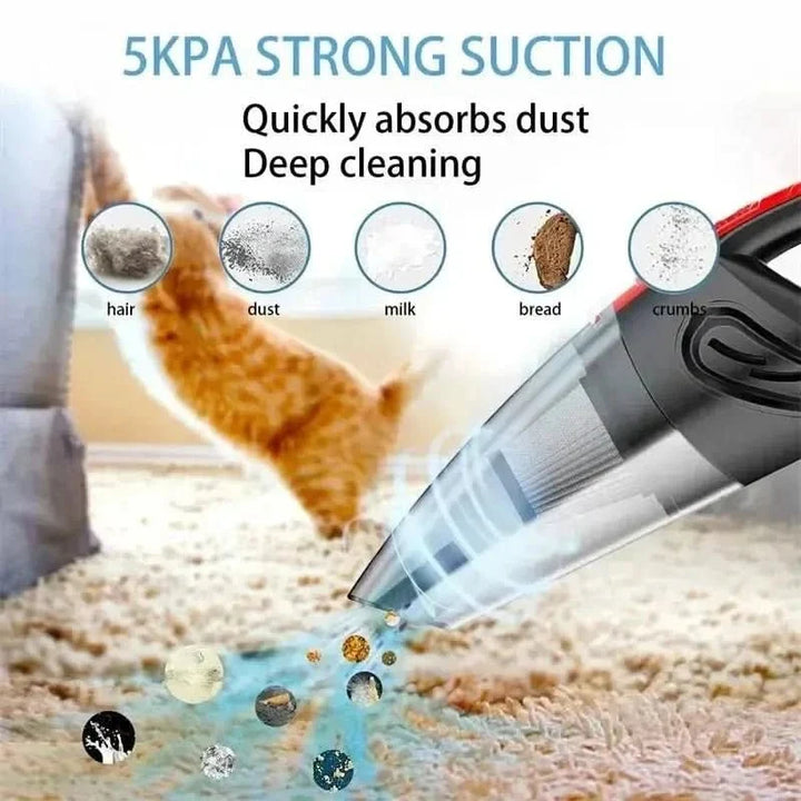 Powerful handheld car vacuum cleaner, portable & cordless for quick automotive detailing. Strong suction for dirt & debris.