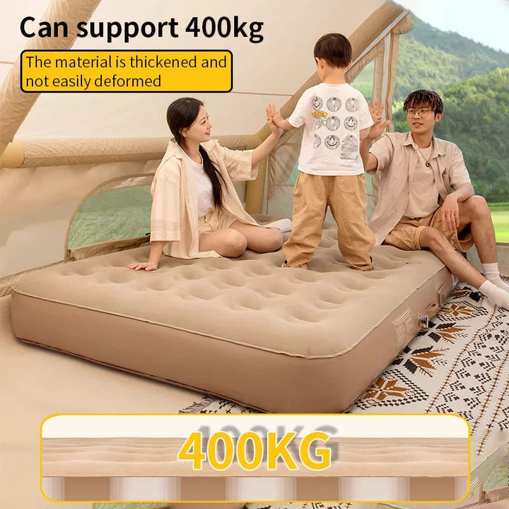 Tavvitaimp18 double self-inflating air bed, a durable and comfortable portable mattress for camping & guests.