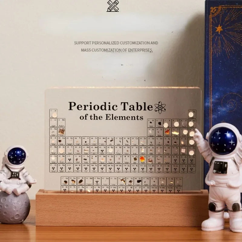 Decorative Acrylic Periodic Table with built-in USB light. Enhance your home office or gift a science enthusiast.