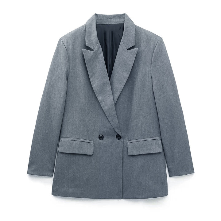 Women's chic double-breasted blazer, a versatile piece for elegant business attire.