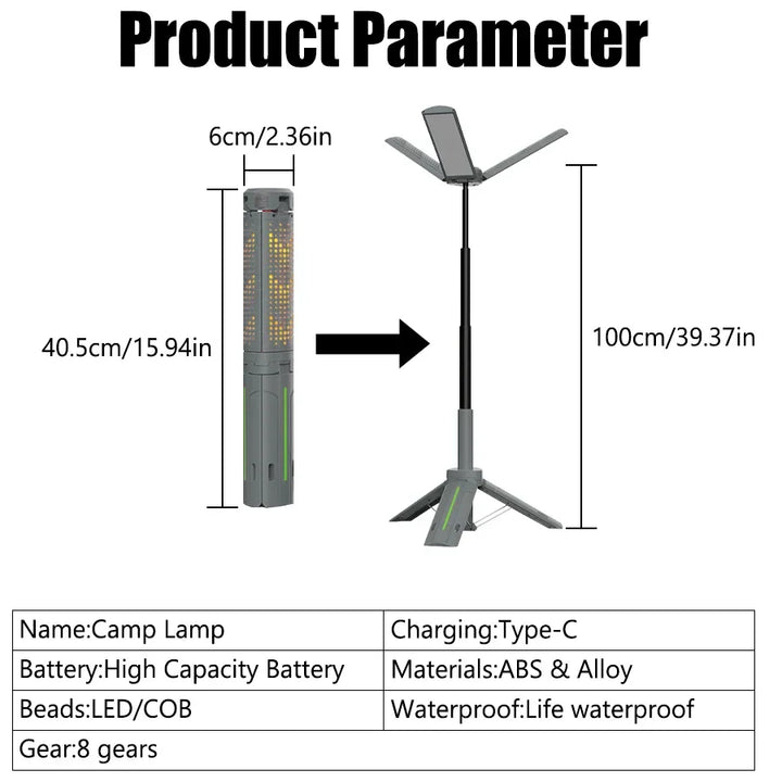 Compact 1000 lumen LED lantern, portable & rechargeable, perfect for illuminating work areas or campsite lighting.