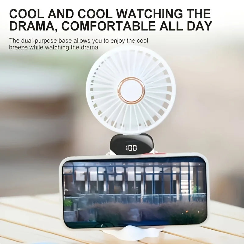 USB rechargeable personal mini fan with 6 speeds, versatile for desk, travel, and cooling.