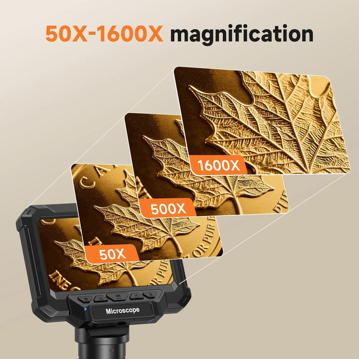 Educational 4.3-inch digital microscope with LED light; great for students, science, & learning.