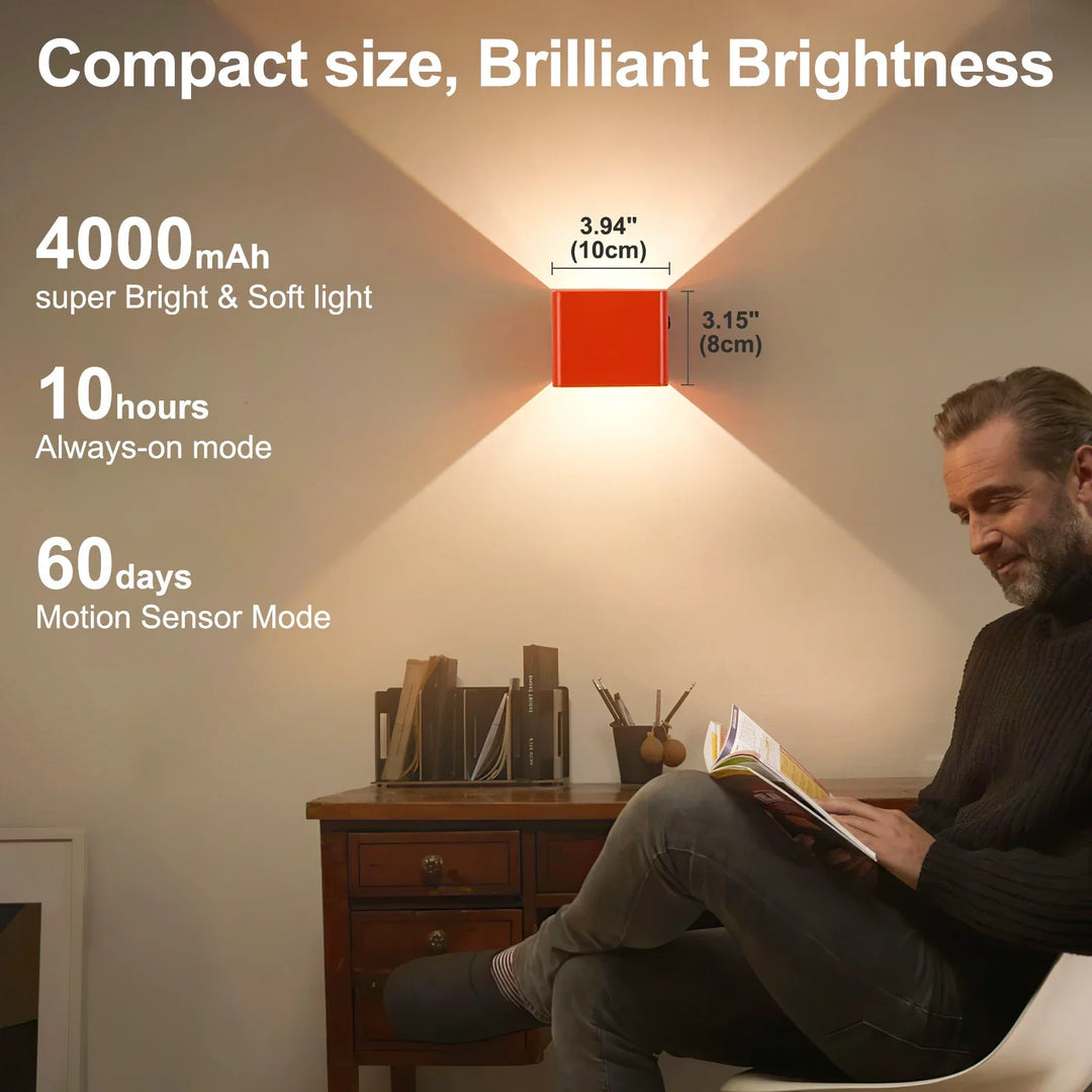 Rechargeable magnetic LED wall light, cordless for easy, flexible home installation. Smart motion sensor.
