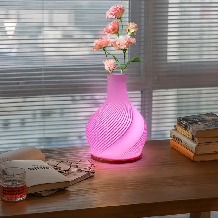 Modern LED vase table lamp with adjustable lighting, USB powered for ambient home decor.