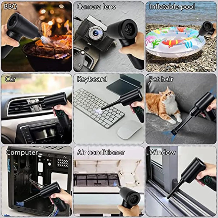 USB rechargeable cordless air duster, perfect for computers, keyboards, & general gadget cleaning.
