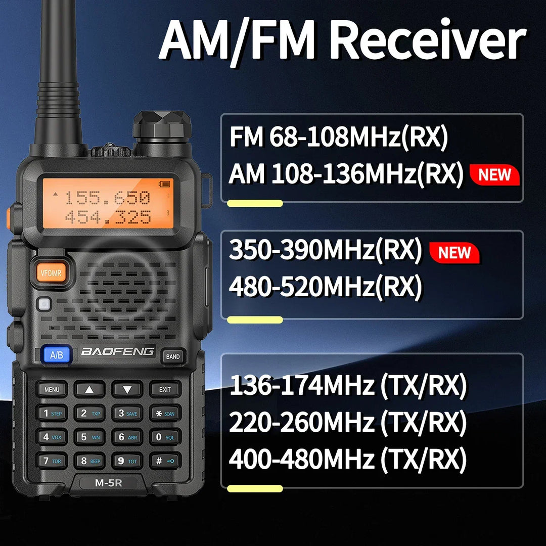 Close-up of the Tavvitaimp18 8W two-way radio, showcasing its convenient USB-C charging port for easy power.