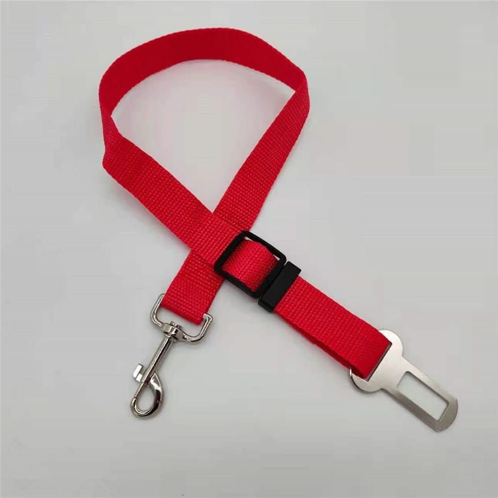 Pet safety car seatbelt, adjustable for all dog sizes. Ensures secure and comfortable travel restraint on road trips.