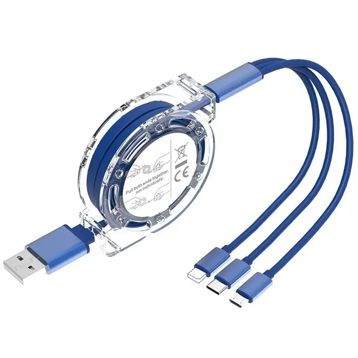 Universal 3-in-1 charging cable accessory, a versatile USB cable for all your smart devices.