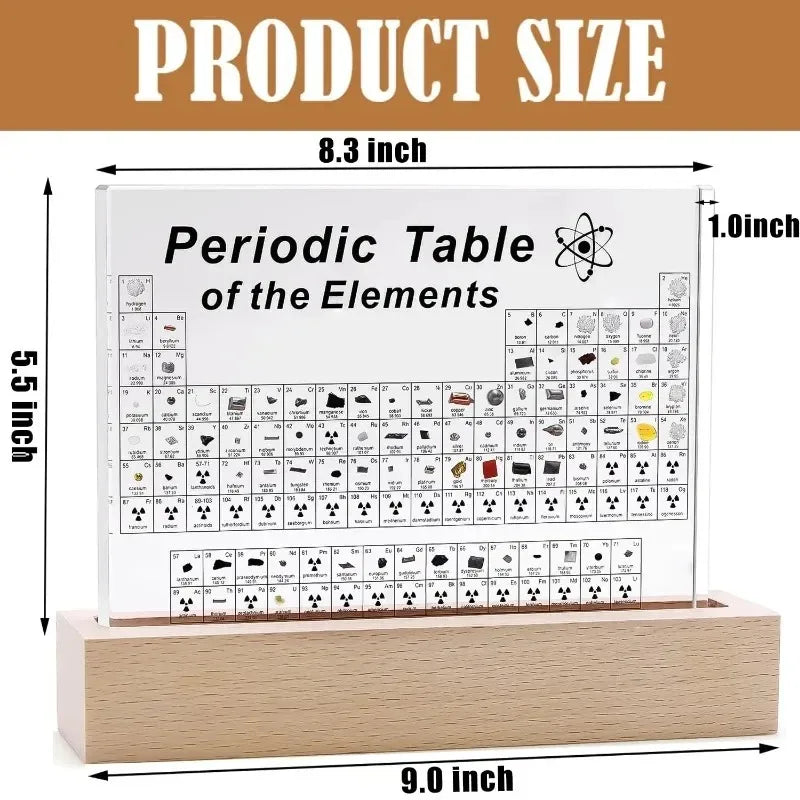 Educational Acrylic Periodic Table Display, ideal student aid & teacher gift. Features a bright USB light for clarity.