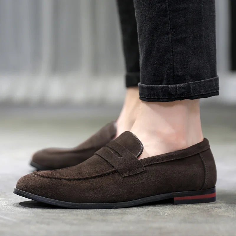 Green Tuscany men's loafers. Unique slip-on shoes, adding a stylish pop to casual outfits.