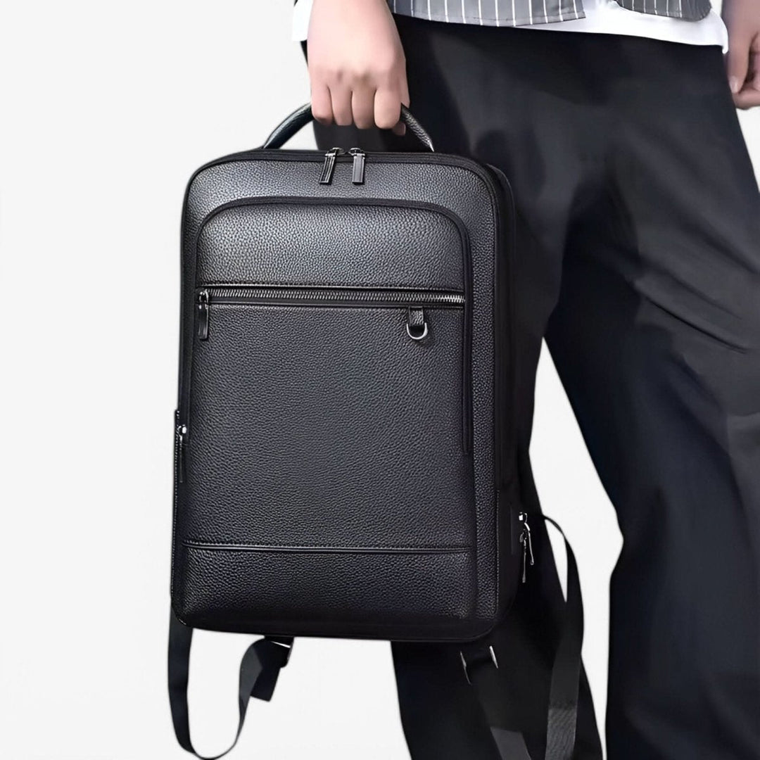 Commuter smart backpack with USB port, sleek design for daily work & university, organized compartments.