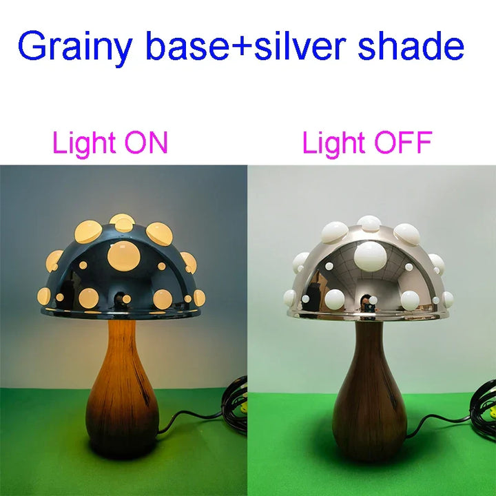 Cute mushroom bedside lamp, USB connected, providing gentle, warm light for peaceful evenings.