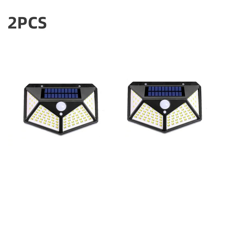 Waterproof outdoor solar motion security lamp for home & garden. LED wall light with motion sensor.