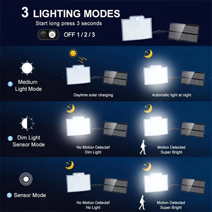 Wireless solar LED pathway & patio security light with motion sensor, weather-resistant for home safety.