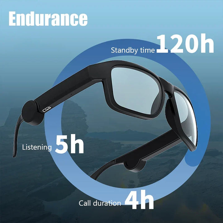 Stylish unisex smart Bluetooth sunglasses with wireless HiFi audio & clear hands-free call functionality.