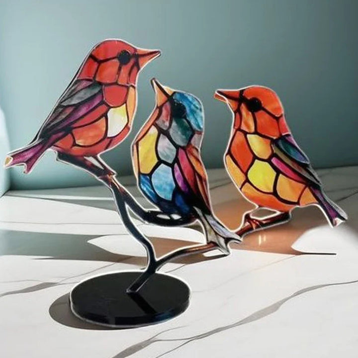 Modern design vibrant acrylic bird art, unique home accent & perfect gift idea.