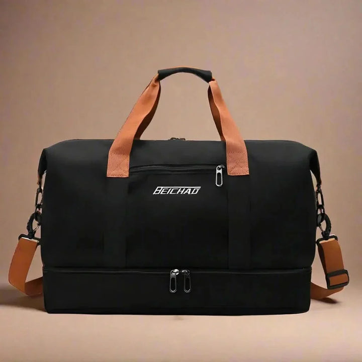Waterproof unisex fitness duffle bag with durable nylon construction, ideal for gym, sports, and travel.