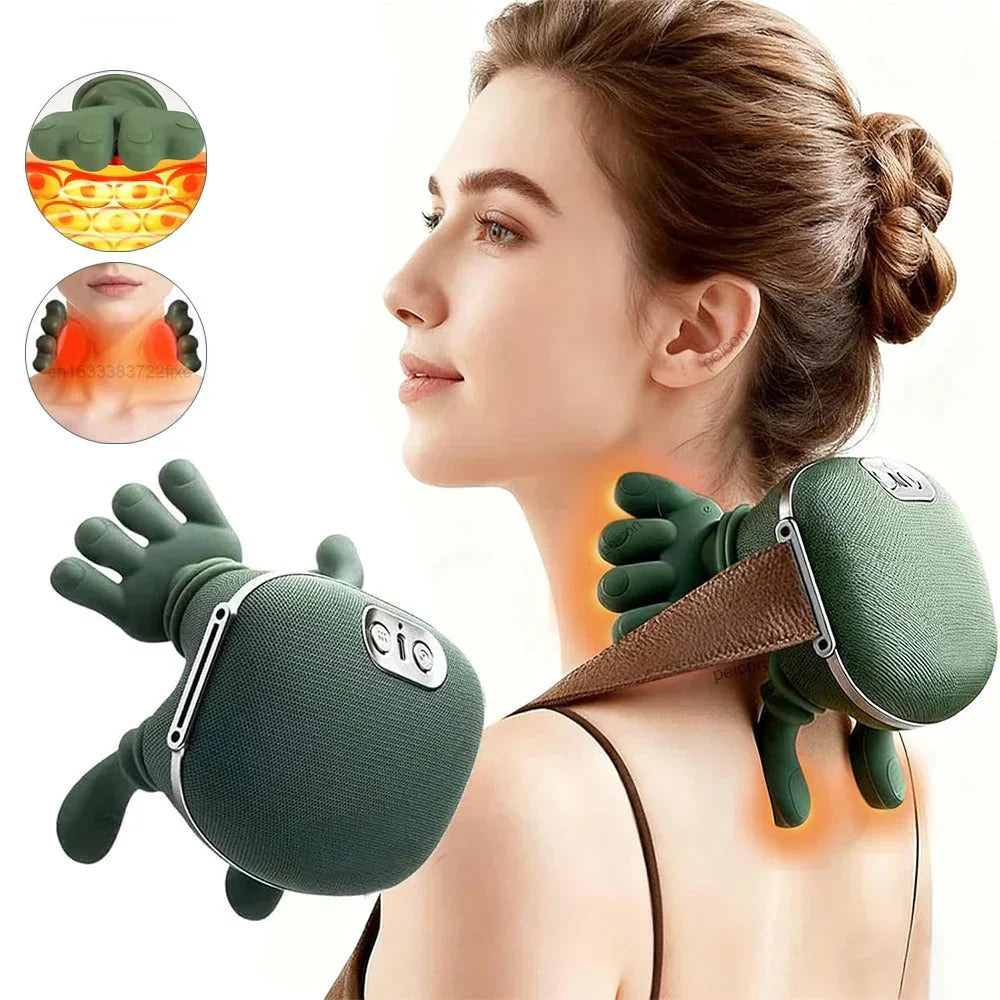 Portable deep tissue neck & shoulder massager for muscle relief & relaxation, perfect for on-the-go use.