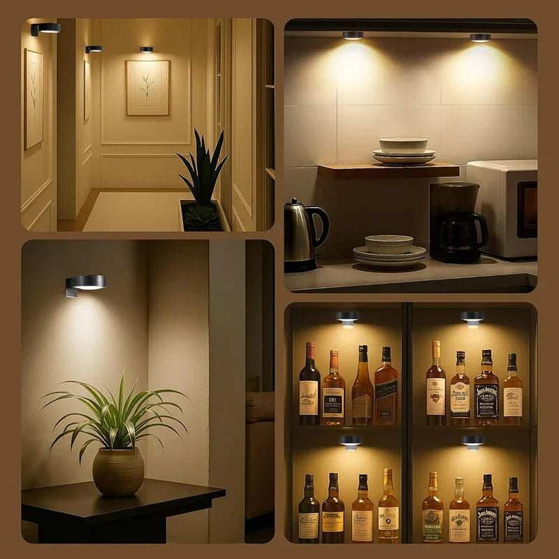 Versatile 3-pack LED display lights for pictures, art & home decor, featuring magnetic base & remote.