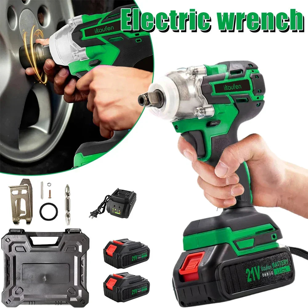 Ergonomic 21V cordless impact wrench with brushless motor, ideal for long sessions in any workshop.