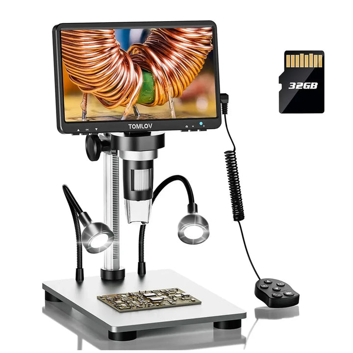 Professional 7-inch LCD digital microscope for detailed soldering & electronics repair. HD PCB inspection camera.