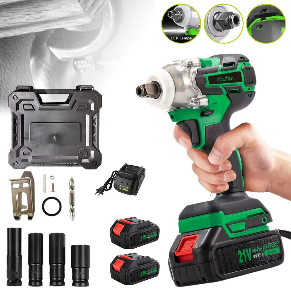 Robust 21V electric impact wrench power tool, offering superior torque for stubborn nuts and bolts.