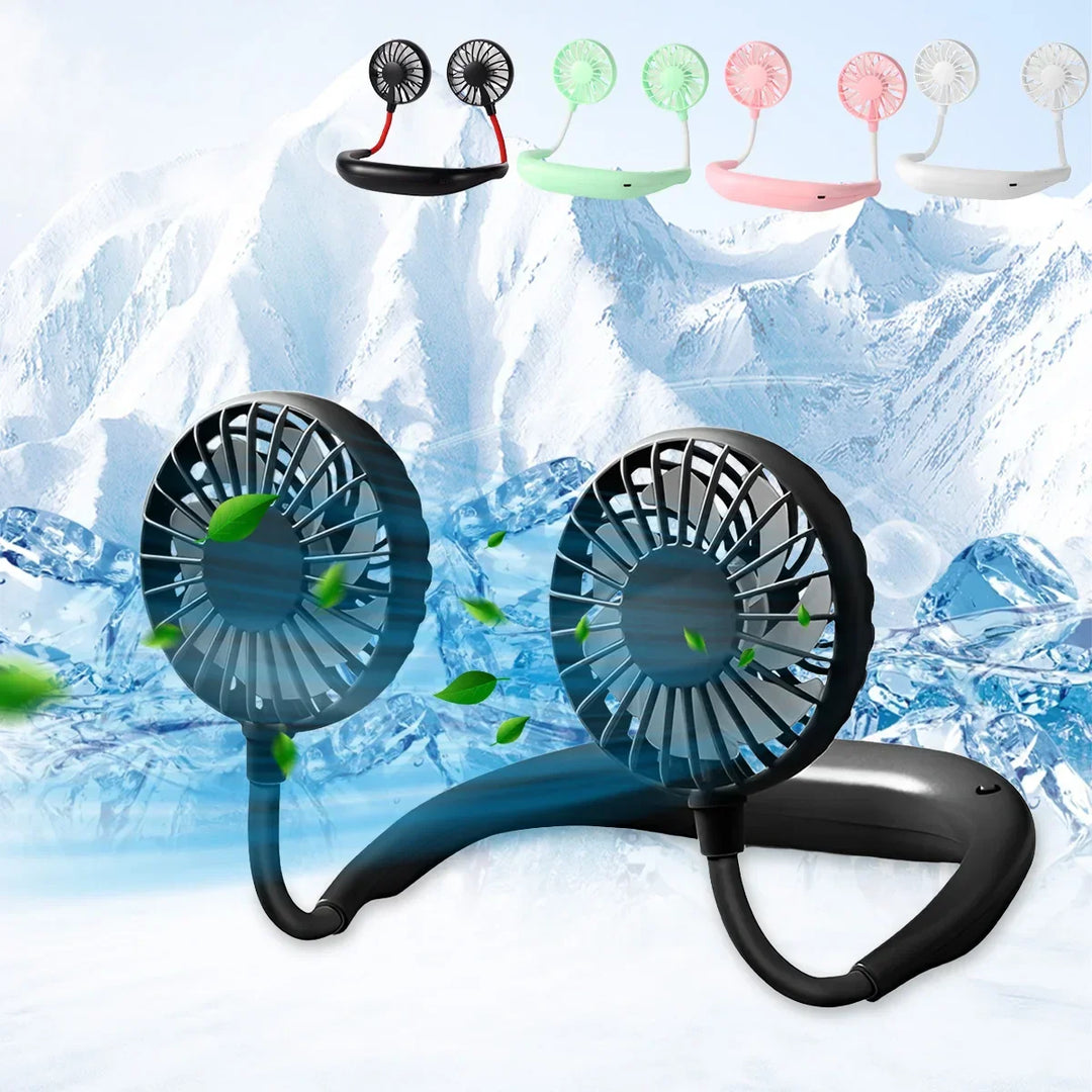 Light green mini portable fan, rechargeable USB, perfect for desk or travel.