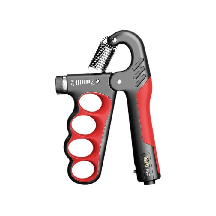 Digital grip strengthener for tracking progress in hand and forearm strength training and physical therapy.