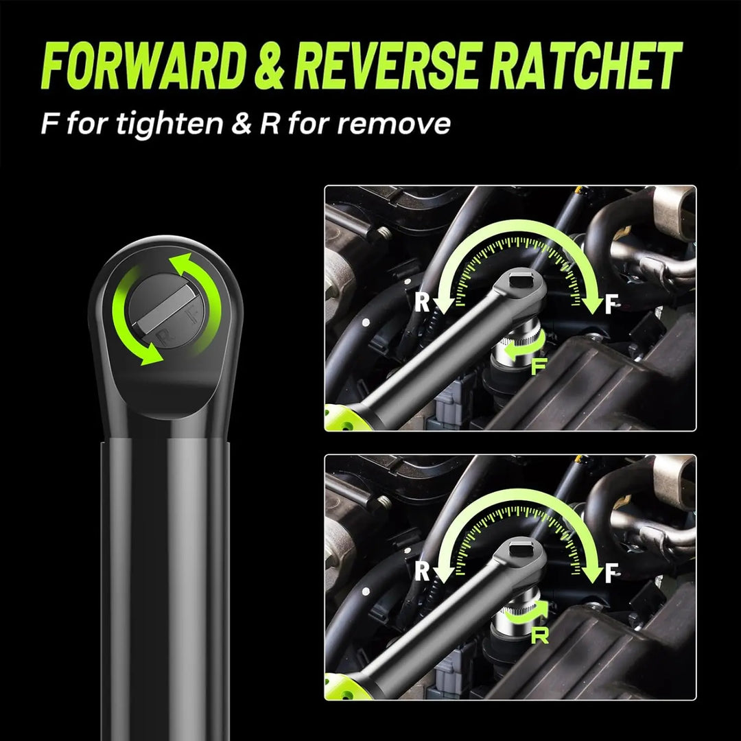 Durable 3/8-inch cordless electric ratchet wrench, variable speed, essential for mechanical and DIY projects.