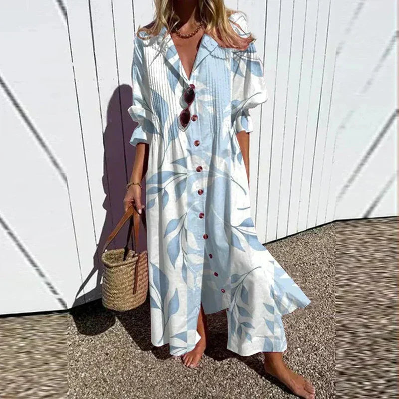 Effortless chic women's summer boho dress, a flowing maxi perfect for vacation.