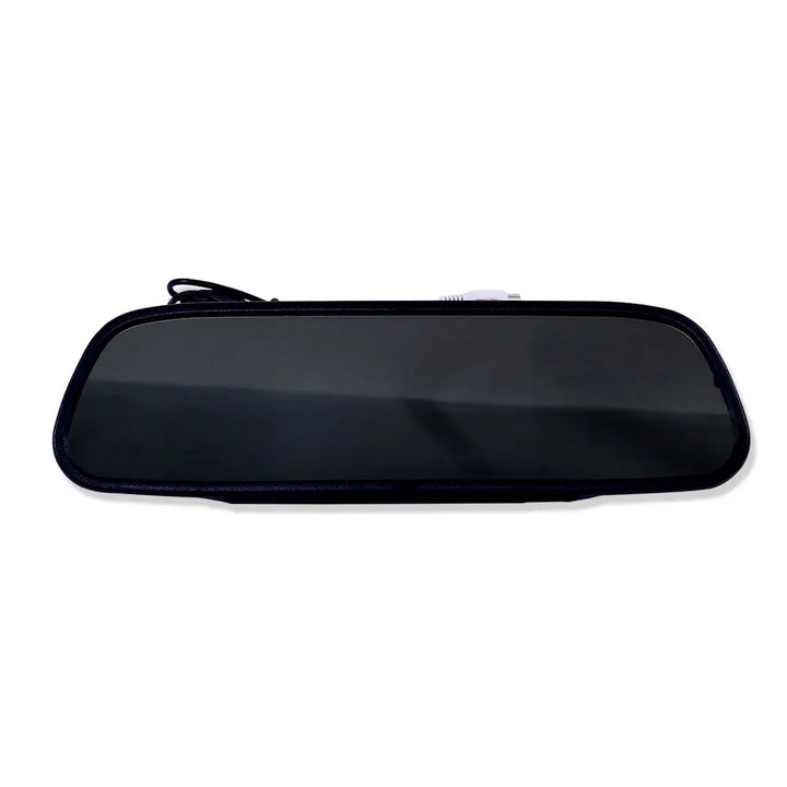 Driver views a 5-inch HD car monitor for precise parking assist, using a backup camera feed.