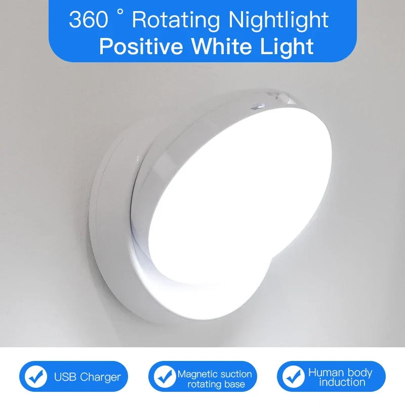 Sleek magnetic LED motion sensor night light. USB rechargeable & wireless for home, cabinet & under-counter lighting.
