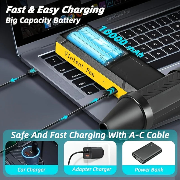 Efficient dust remover: high-powered portable USB rechargeable air duster for home, office, and car.