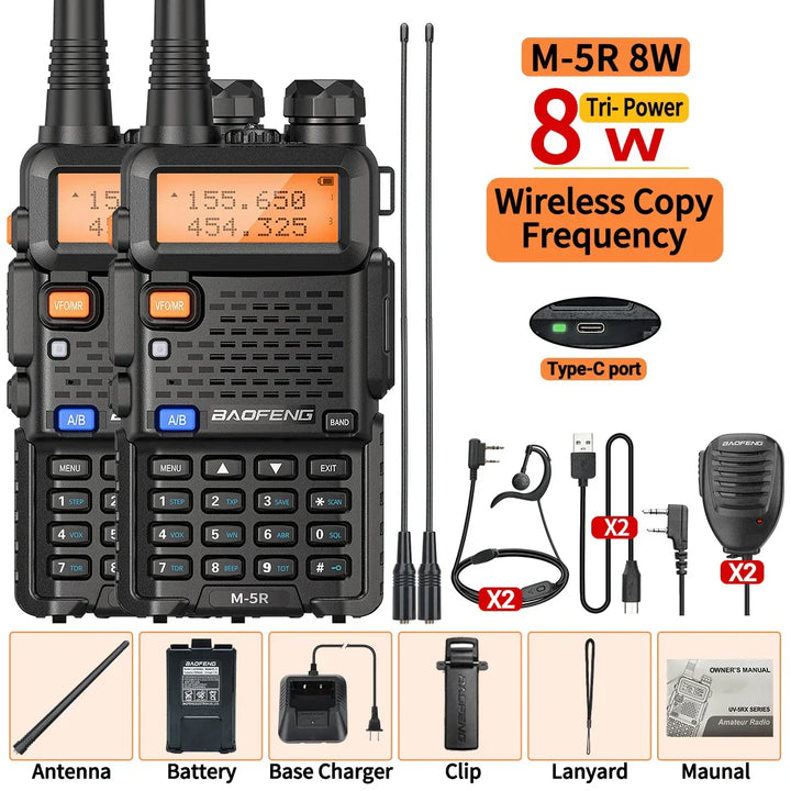 Robust long-range 8W two-way radio, designed for reliable outdoor, emergency, & security communication.