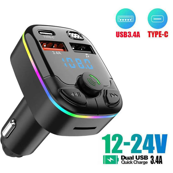 Fast charge car charger with USB-C & QC3.0 ports. Tavvitaimp18 powers devices quickly while driving.