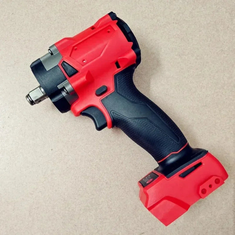 Efficient brushless cordless impact wrench, 370 ft-lb torque, adjustable speed. A durable power tool for garage work.