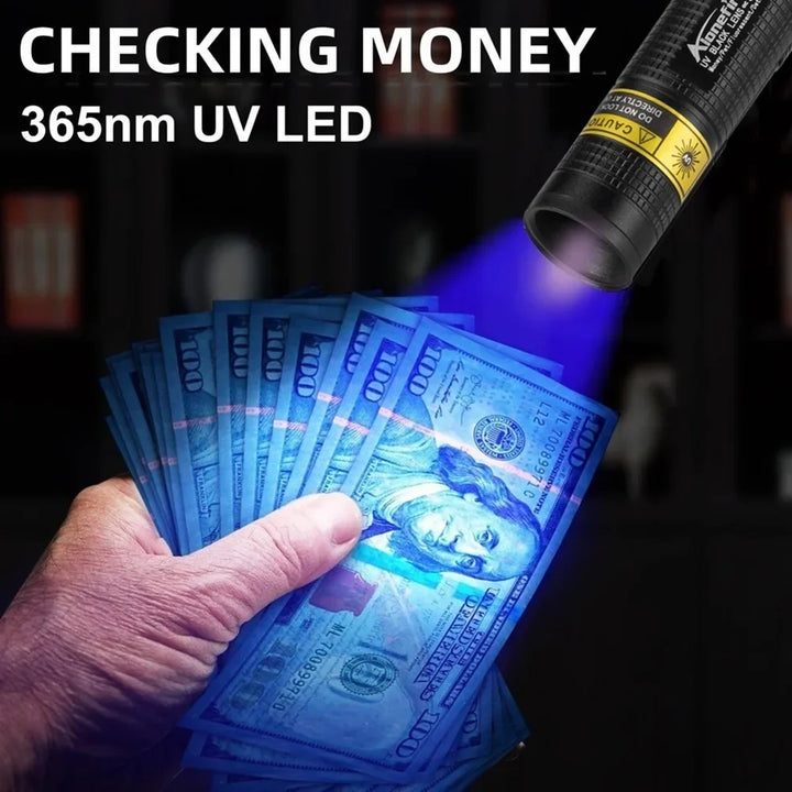 Compact mini UV blacklight for quick detection of pet stains & hidden urine.